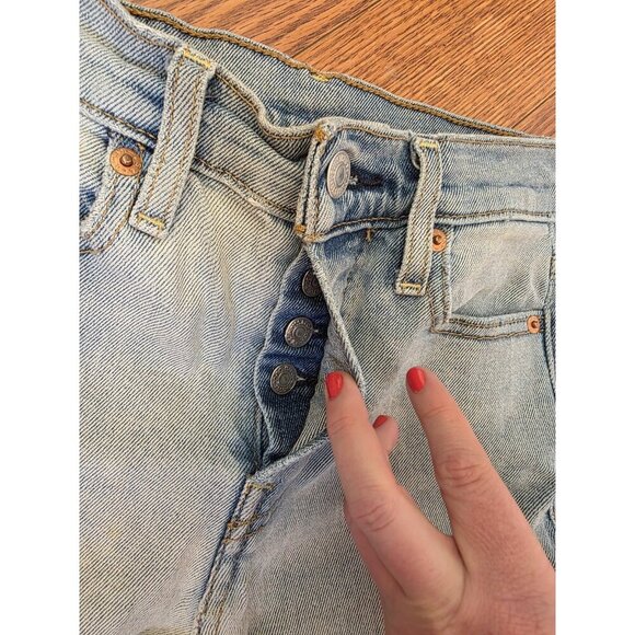 Levi's Wedgie Straight Jeans Women's 25 x 27 High Rise‎ Button Fly Denim Stretch - Picture 4 of 14